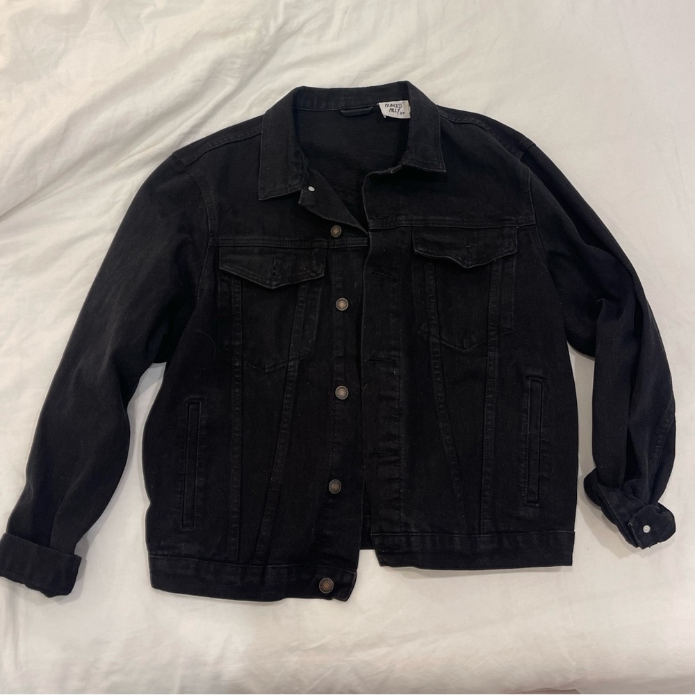 Princess Polly black oversized denim jacket size s/m